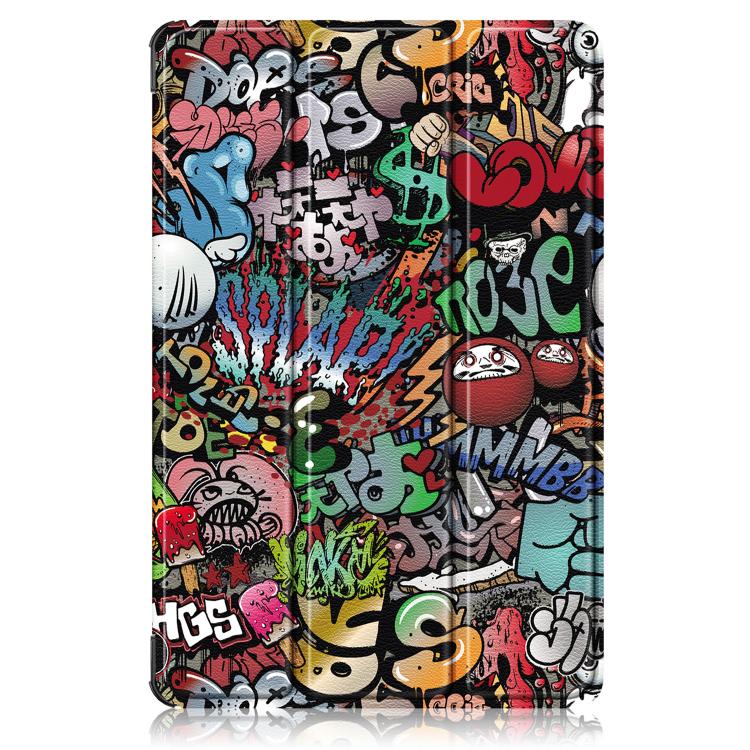 For Lenovo Yoga Tab Plus Custer Painted 3-Fold Holder Leather Smart Tablet Case