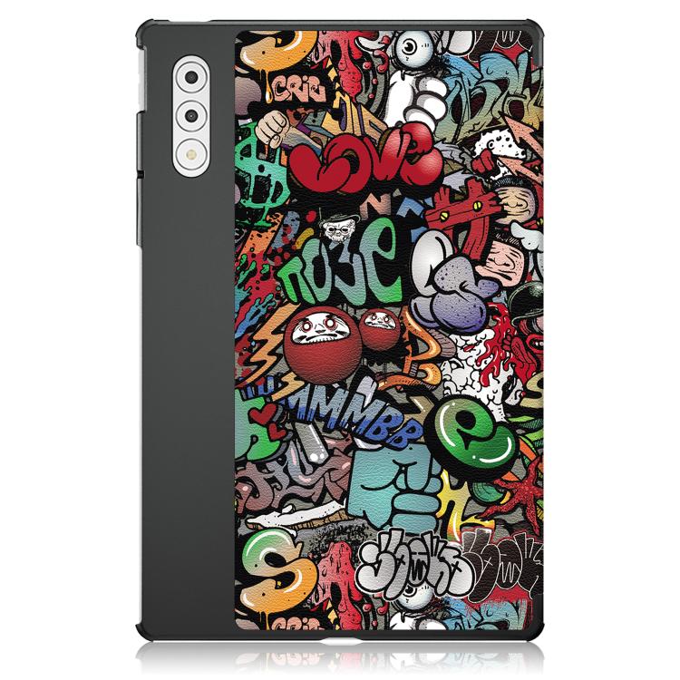 For Lenovo Yoga Tab Plus Custer Painted 3-Fold Holder Leather Smart Tablet Case