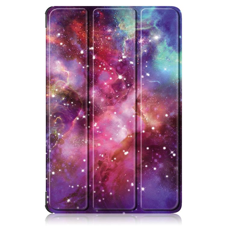For Lenovo Yoga Tab Plus Custer Painted 3-Fold Holder Leather Smart Tablet Case