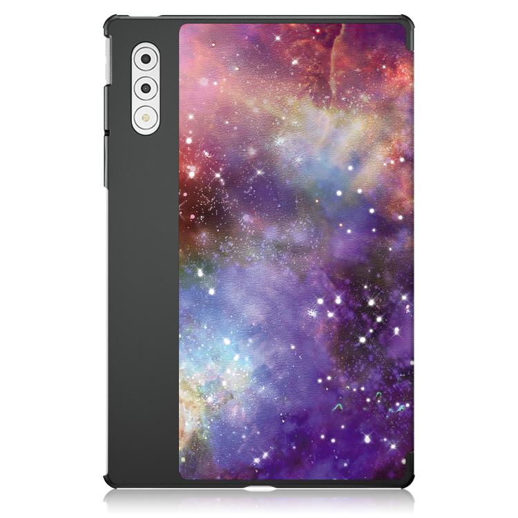 For Lenovo Yoga Tab Plus Custer Painted 3-Fold Holder Leather Smart Tablet Case