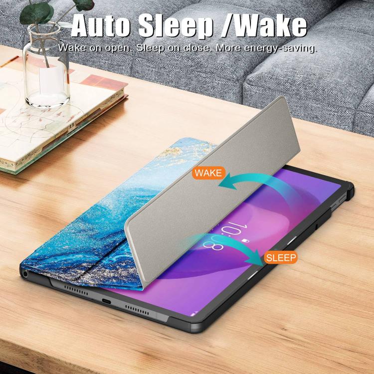 For Lenovo Tab Idea 11 /Xiaoxin Pad 2025 Custer Painted 3-Fold Holder Leather Smart Tablet Case