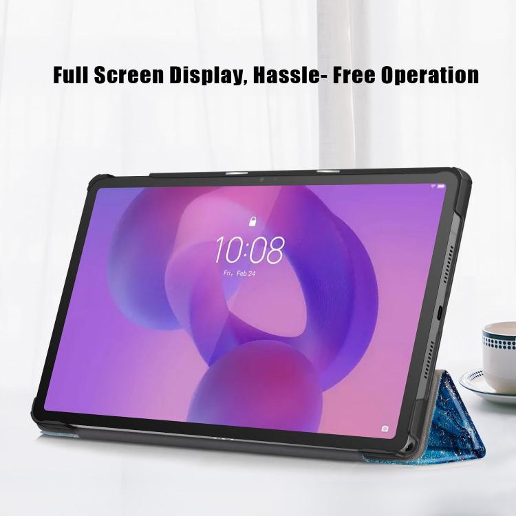 For Lenovo Tab Idea 11 /Xiaoxin Pad 2025 Custer Painted 3-Fold Holder Leather Smart Tablet Case