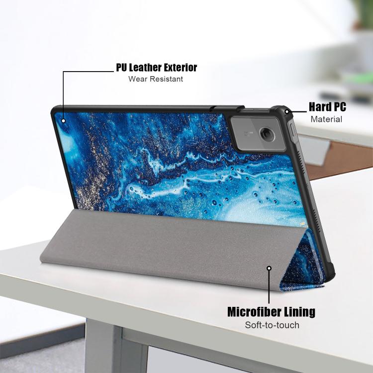 For Lenovo Tab Idea 11 /Xiaoxin Pad 2025 Custer Painted 3-Fold Holder Leather Smart Tablet Case