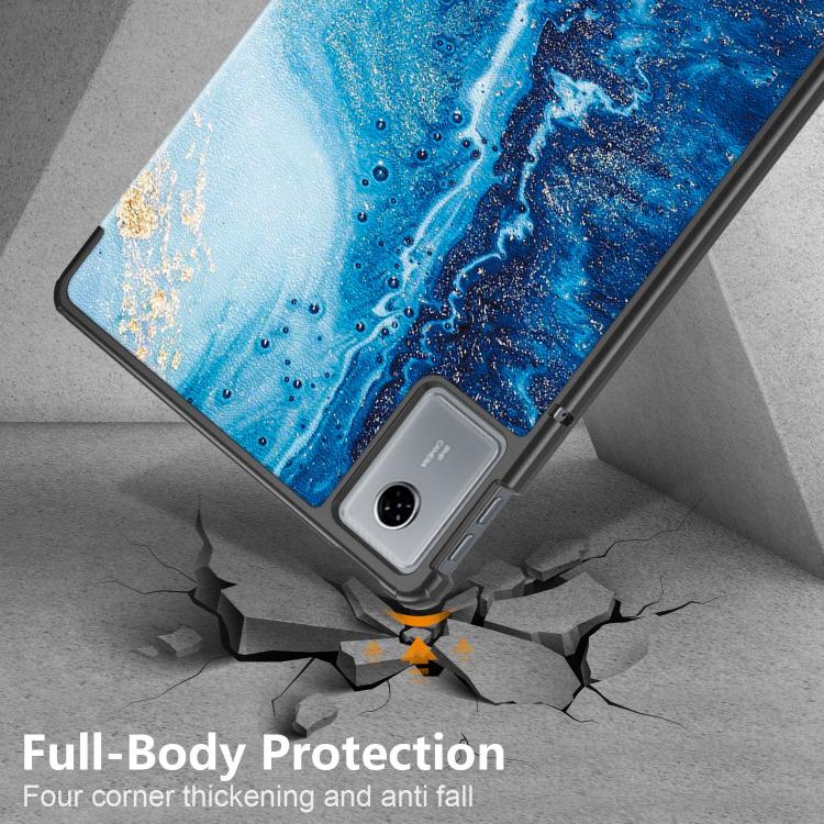 For Lenovo Tab Idea 11 /Xiaoxin Pad 2025 Custer Painted 3-Fold Holder Leather Smart Tablet Case