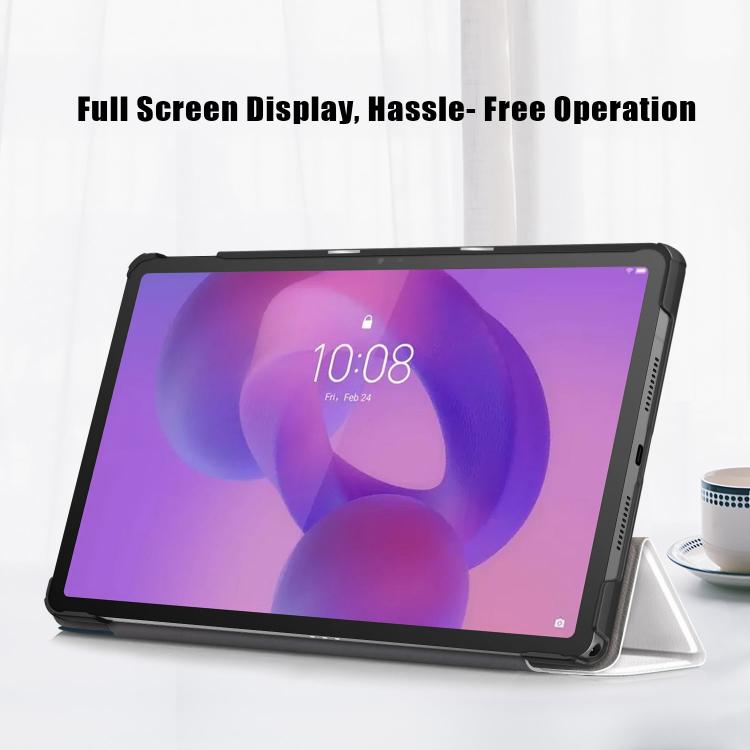 For Lenovo Tab Idea 11 /Xiaoxin Pad 2025 Custer Painted 3-Fold Holder Leather Smart Tablet Case