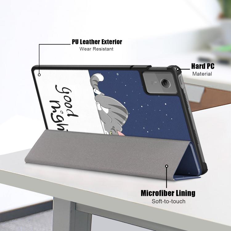 For Lenovo Tab Idea 11 /Xiaoxin Pad 2025 Custer Painted 3-Fold Holder Leather Smart Tablet Case