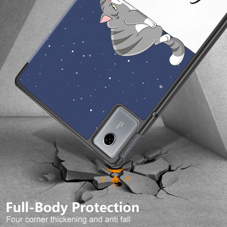 For Lenovo Tab Idea 11 /Xiaoxin Pad 2025 Custer Painted 3-Fold Holder Leather Smart Tablet Case