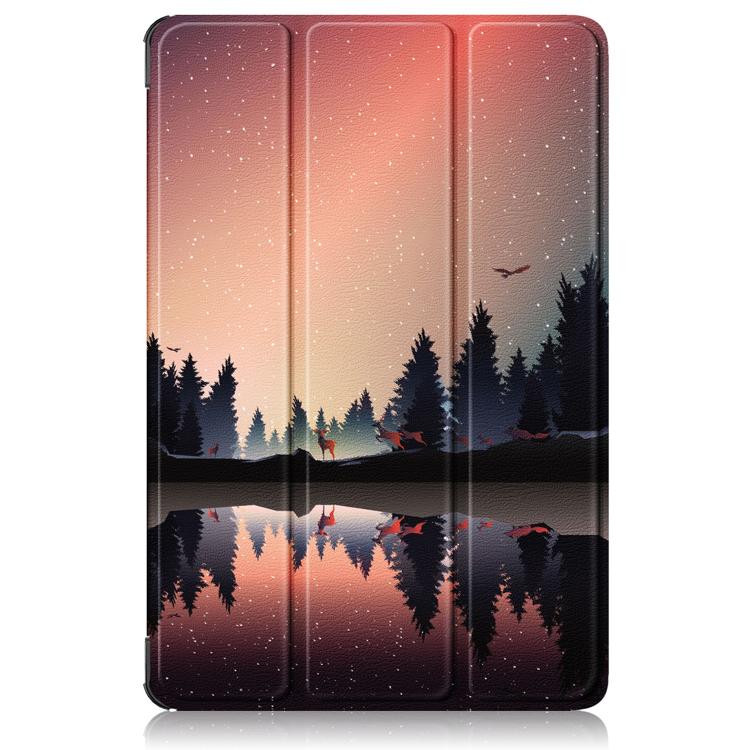 For Lenovo Tab Idea 11 /Xiaoxin Pad 2025 Custer Painted 3-Fold Holder Leather Smart Tablet Case