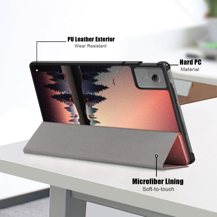 For Lenovo Tab Idea 11 /Xiaoxin Pad 2025 Custer Painted 3-Fold Holder Leather Smart Tablet Case