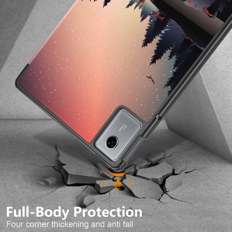 For Lenovo Tab Idea 11 /Xiaoxin Pad 2025 Custer Painted 3-Fold Holder Leather Smart Tablet Case