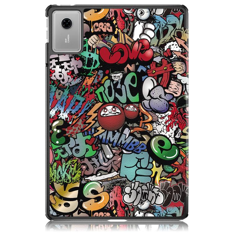 For Lenovo Tab Idea 11 /Xiaoxin Pad 2025 Custer Painted 3-Fold Holder Leather Smart Tablet Case