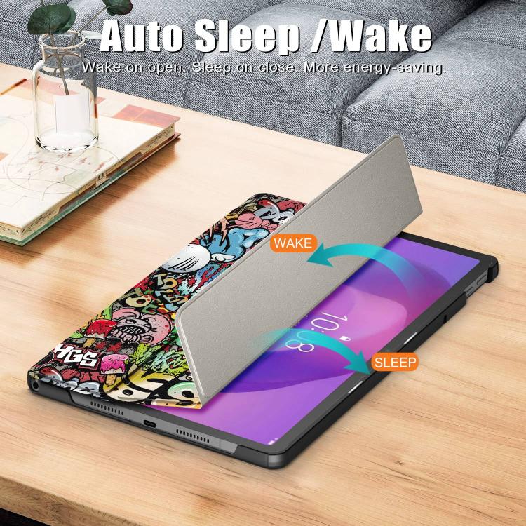 For Lenovo Tab Idea 11 /Xiaoxin Pad 2025 Custer Painted 3-Fold Holder Leather Smart Tablet Case