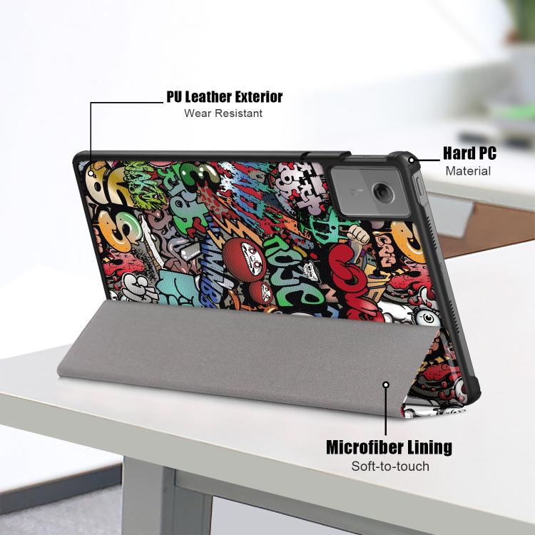 For Lenovo Tab Idea 11 /Xiaoxin Pad 2025 Custer Painted 3-Fold Holder Leather Smart Tablet Case