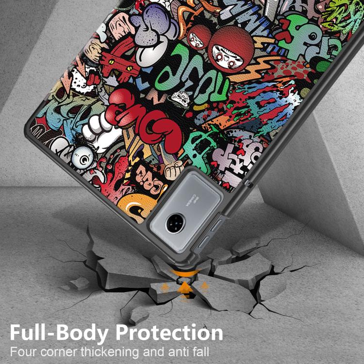 For Lenovo Tab Idea 11 /Xiaoxin Pad 2025 Custer Painted 3-Fold Holder Leather Smart Tablet Case