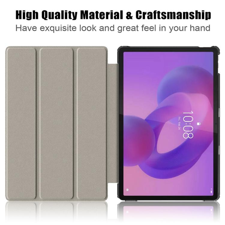 For Lenovo Tab Idea 11 /Xiaoxin Pad 2025 Custer Painted 3-Fold Holder Leather Smart Tablet Case