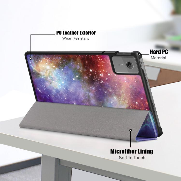 For Lenovo Tab Idea 11 /Xiaoxin Pad 2025 Custer Painted 3-Fold Holder Leather Smart Tablet Case