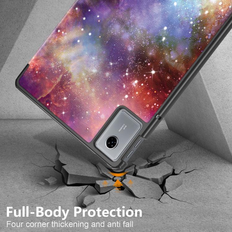 For Lenovo Tab Idea 11 /Xiaoxin Pad 2025 Custer Painted 3-Fold Holder Leather Smart Tablet Case