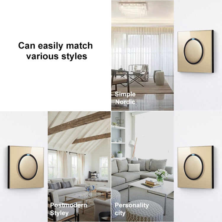 86mm Round LED Tempered Glass Switch Panel, Gold Round Glass, Style:Three Billing Control