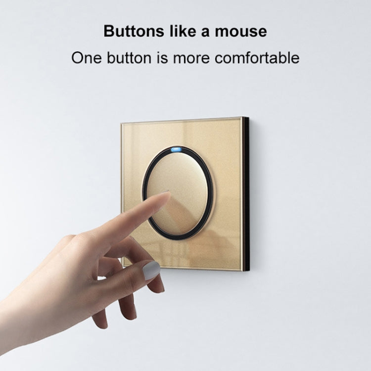 86mm Round LED Tempered Glass Switch Panel, Gold Round Glass, Style:TV Socket