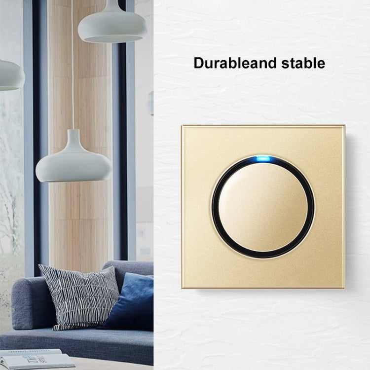 86mm Round LED Tempered Glass Switch Panel, Gold Round Glass, Style:Dual Computer Socket