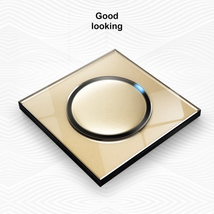 86mm Round LED Tempered Glass Switch Panel, Gold Round Glass, Style:Blank Panel
