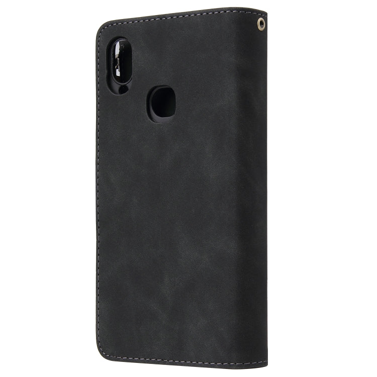 For Samsung Galaxy A10s Multifunctional Frosted Zipper Wallet Leather Phone Case