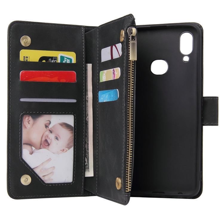 For Samsung Galaxy A10s Multifunctional Frosted Zipper Wallet Leather Phone Case