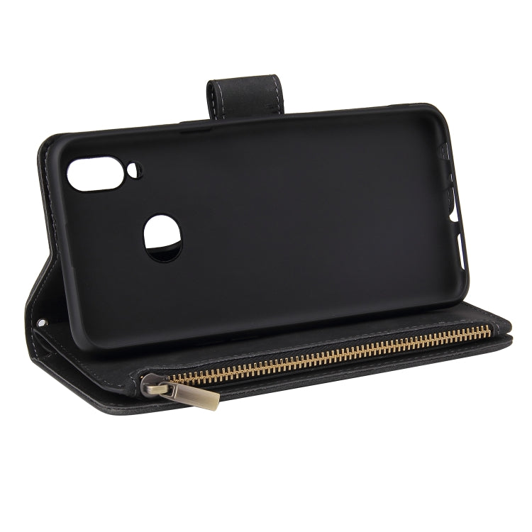 For Samsung Galaxy A10s Multifunctional Frosted Zipper Wallet Leather Phone Case