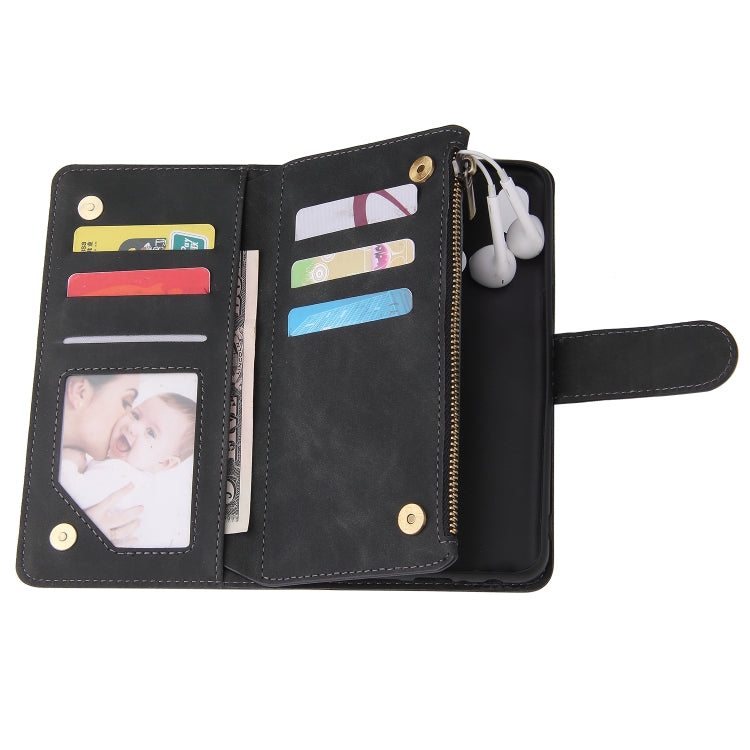 For Samsung Galaxy A10s Multifunctional Frosted Zipper Wallet Leather Phone Case