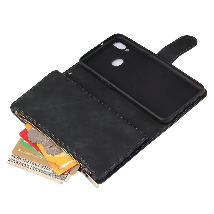 For Samsung Galaxy A10s Multifunctional Frosted Zipper Wallet Leather Phone Case