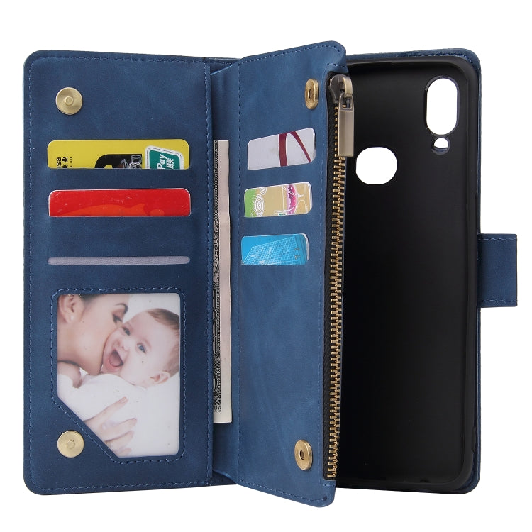 For Samsung Galaxy A10s Multifunctional Frosted Zipper Wallet Leather Phone Case