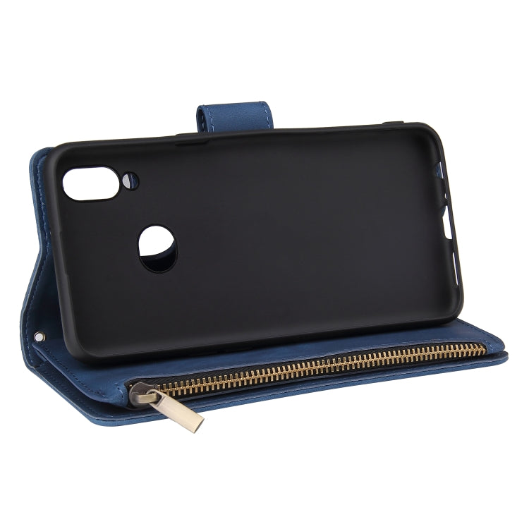 For Samsung Galaxy A10s Multifunctional Frosted Zipper Wallet Leather Phone Case