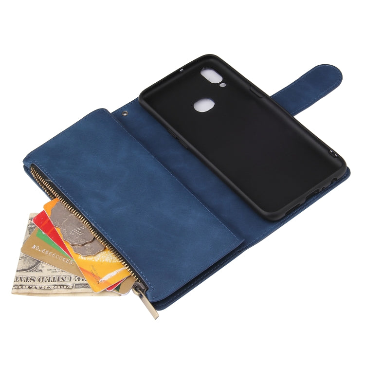For Samsung Galaxy A10s Multifunctional Frosted Zipper Wallet Leather Phone Case