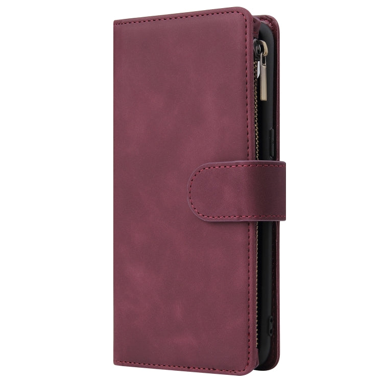 For Samsung Galaxy A10s Multifunctional Frosted Zipper Wallet Leather Phone Case