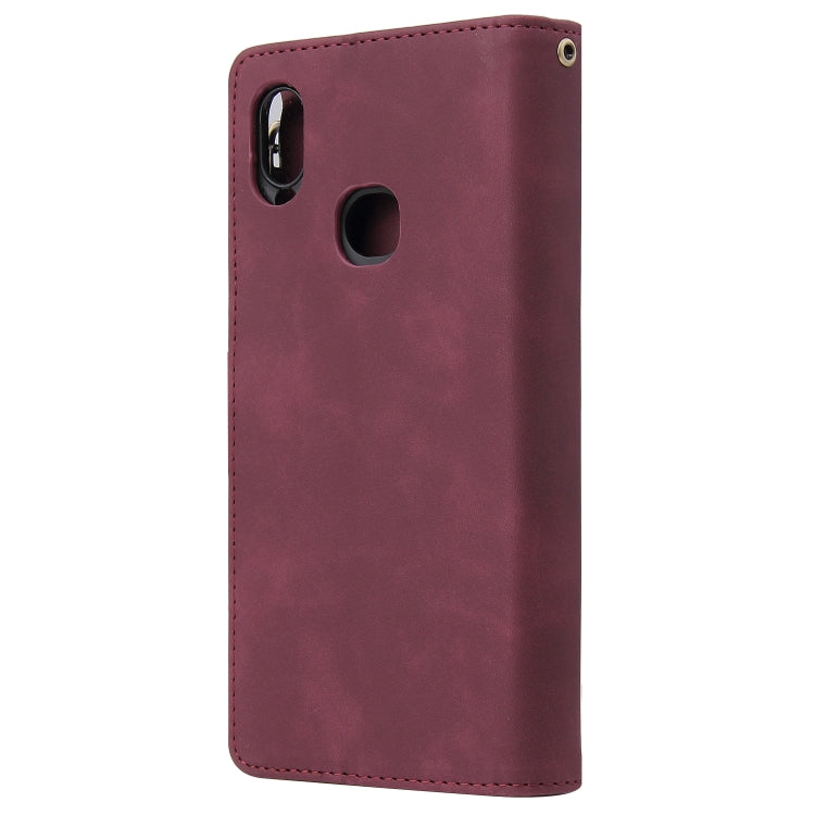 For Samsung Galaxy A10s Multifunctional Frosted Zipper Wallet Leather Phone Case