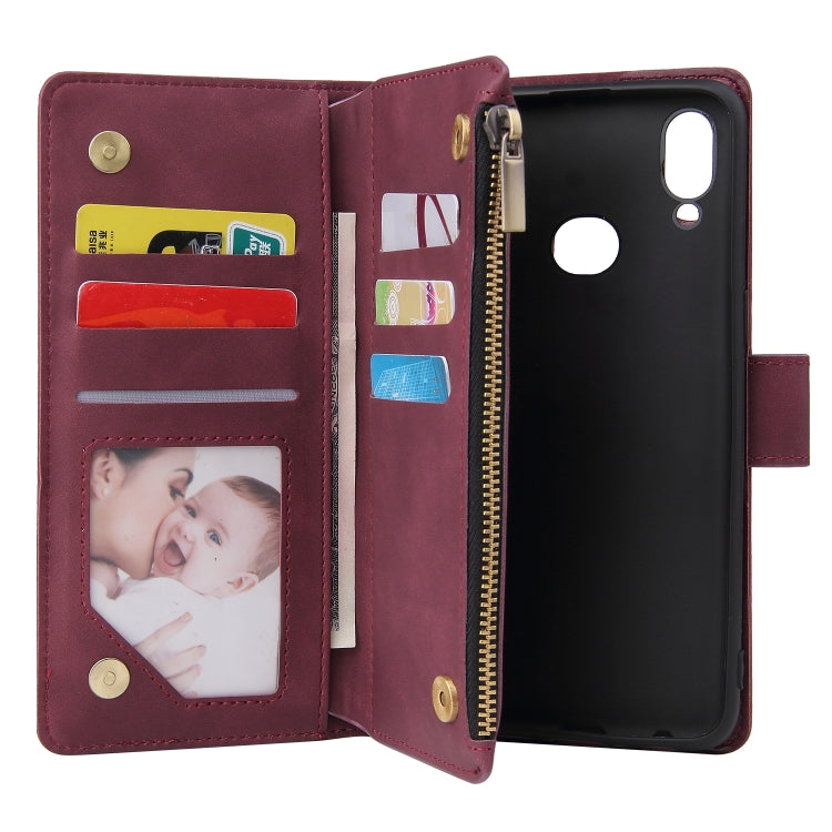 For Samsung Galaxy A10s Multifunctional Frosted Zipper Wallet Leather Phone Case