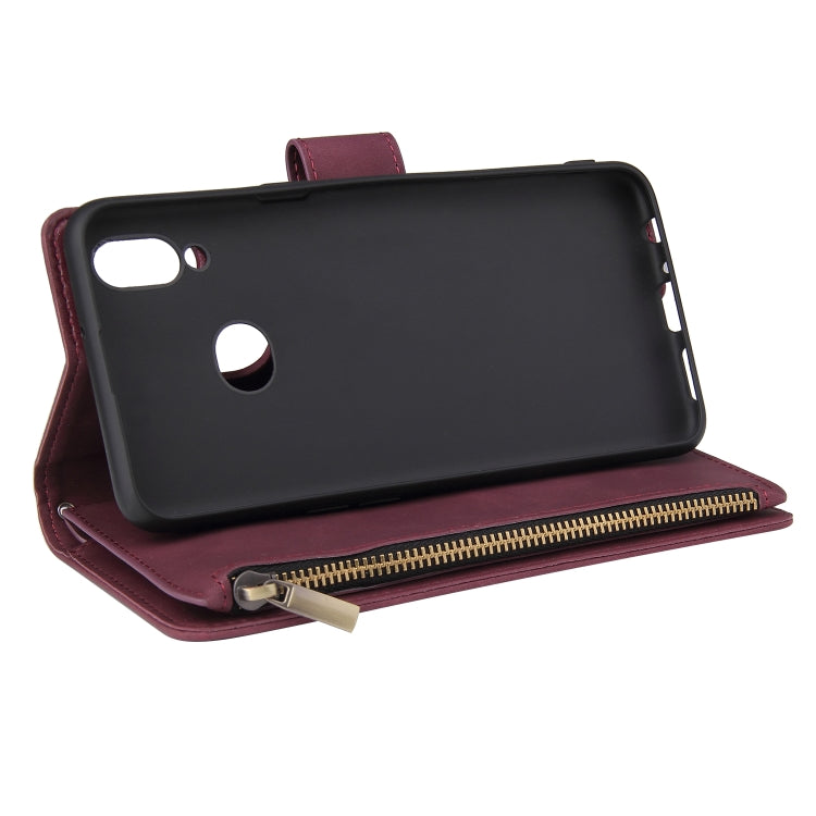 For Samsung Galaxy A10s Multifunctional Frosted Zipper Wallet Leather Phone Case