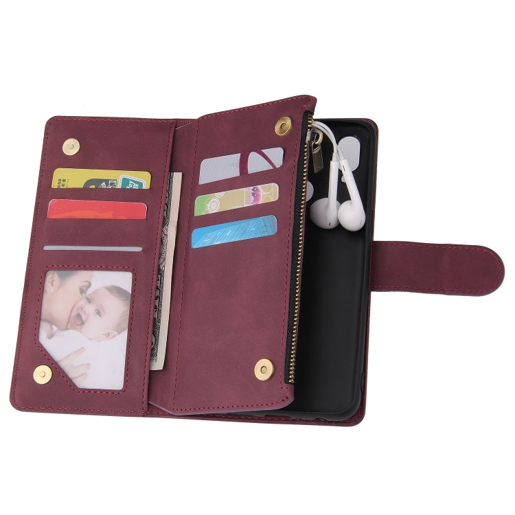 For Samsung Galaxy A10s Multifunctional Frosted Zipper Wallet Leather Phone Case