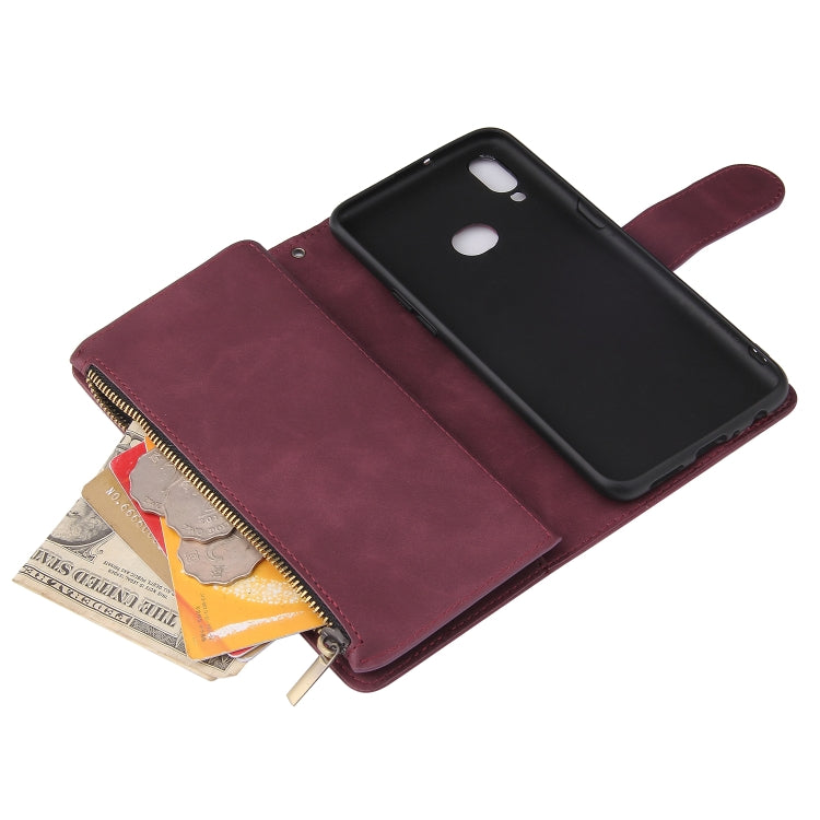 For Samsung Galaxy A10s Multifunctional Frosted Zipper Wallet Leather Phone Case