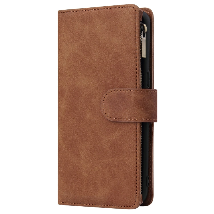 For Samsung Galaxy A10s Multifunctional Frosted Zipper Wallet Leather Phone Case