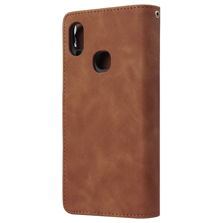 For Samsung Galaxy A10s Multifunctional Frosted Zipper Wallet Leather Phone Case