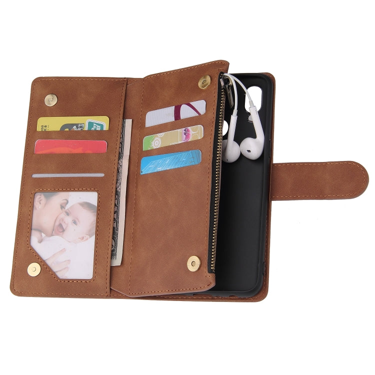 For Samsung Galaxy A10s Multifunctional Frosted Zipper Wallet Leather Phone Case