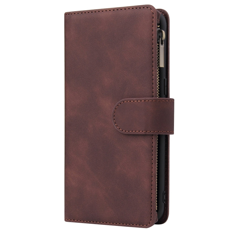 For Samsung Galaxy A10s Multifunctional Frosted Zipper Wallet Leather Phone Case