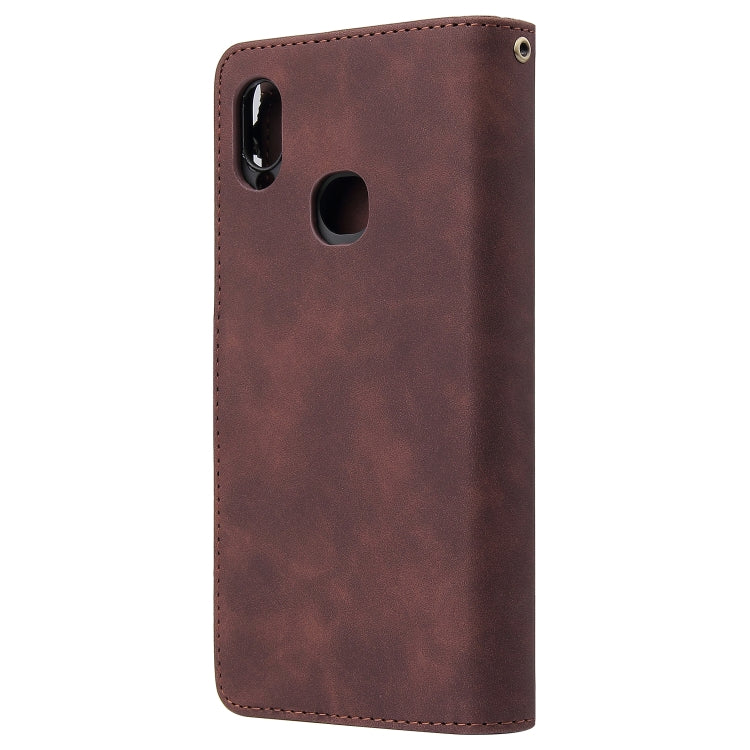 For Samsung Galaxy A10s Multifunctional Frosted Zipper Wallet Leather Phone Case