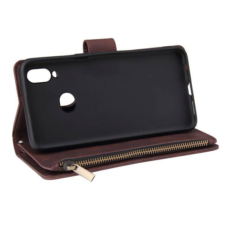 For Samsung Galaxy A10s Multifunctional Frosted Zipper Wallet Leather Phone Case