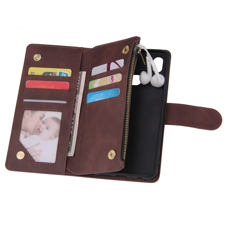 For Samsung Galaxy A10s Multifunctional Frosted Zipper Wallet Leather Phone Case