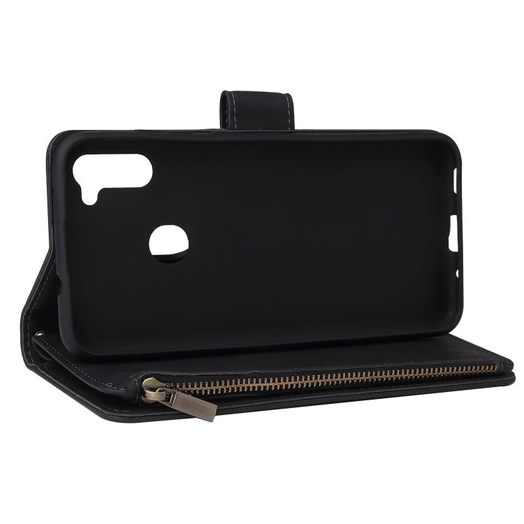 For Samsung Galaxy A11 EU Multifunctional Frosted Zipper Wallet Leather Phone Case