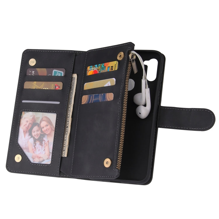 For Samsung Galaxy A11 EU Multifunctional Frosted Zipper Wallet Leather Phone Case