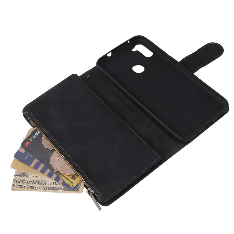 For Samsung Galaxy A11 EU Multifunctional Frosted Zipper Wallet Leather Phone Case