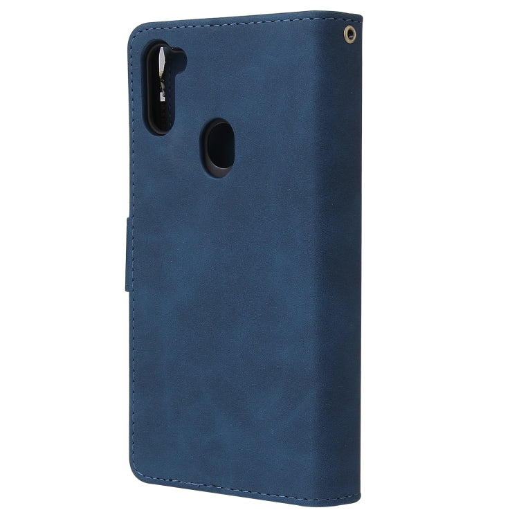For Samsung Galaxy A11 EU Multifunctional Frosted Zipper Wallet Leather Phone Case
